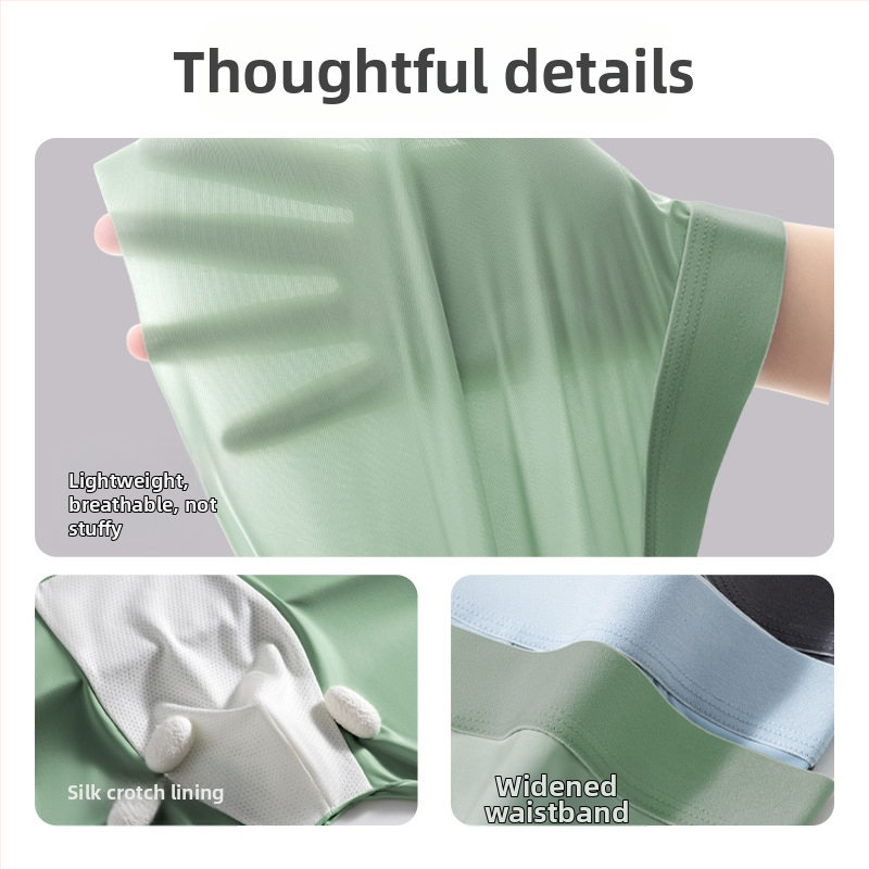 Vīriešu apakšveļa Ice Silk šorti Traceless caurspīdīgi plāni apakšveļa Vīriešu Cool Sense 7A antibakteriāli elpojoši bokseršorti