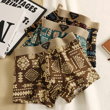 Amerikāņu tendences retro vīriešu apakšveļas personība Maiju apdrukāti kokvilnas vidukļa bokseršorti matu paaudze