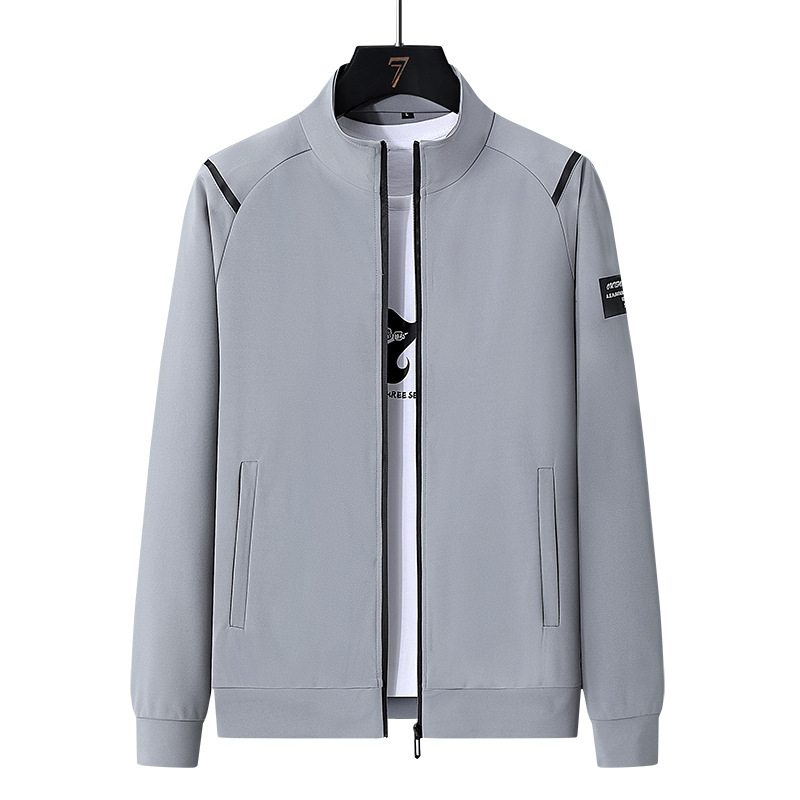 Vabaaja hea ümara kaelusega jakk, kardigan, sügisene pikkade varrukatega top-püksid, sõnadega, kolmeosaline meeste sportlik ülikond laos.