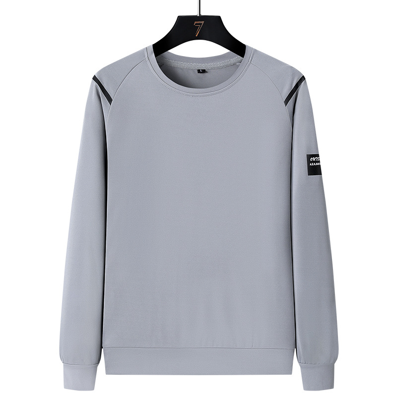 Vabaaja hea ümara kaelusega jakk, kardigan, sügisene pikkade varrukatega top-püksid, sõnadega, kolmeosaline meeste sportlik ülikond laos.