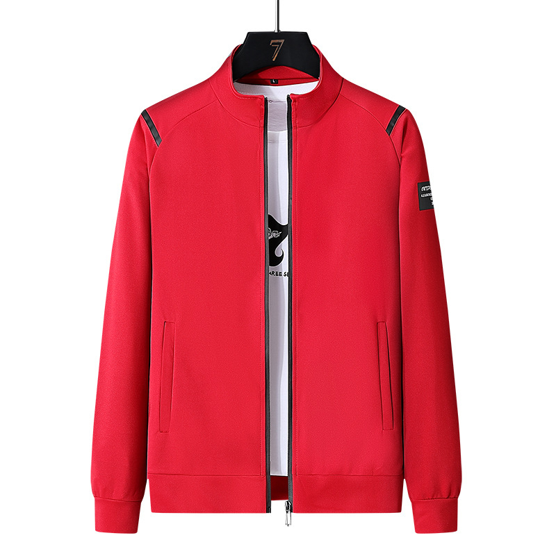 Vabaaja hea ümara kaelusega jakk, kardigan, sügisene pikkade varrukatega top-püksid, sõnadega, kolmeosaline meeste sportlik ülikond laos.