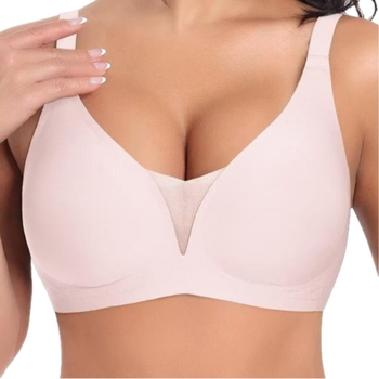 Lenjerie intimă transfrontalieră europeană și americană plus size fără sudură pentru femei, cu piept mic, adunate, subțire, adânc în V, lenjerie dintr-o singură piesă, fără cataramă din oțel pentru spate