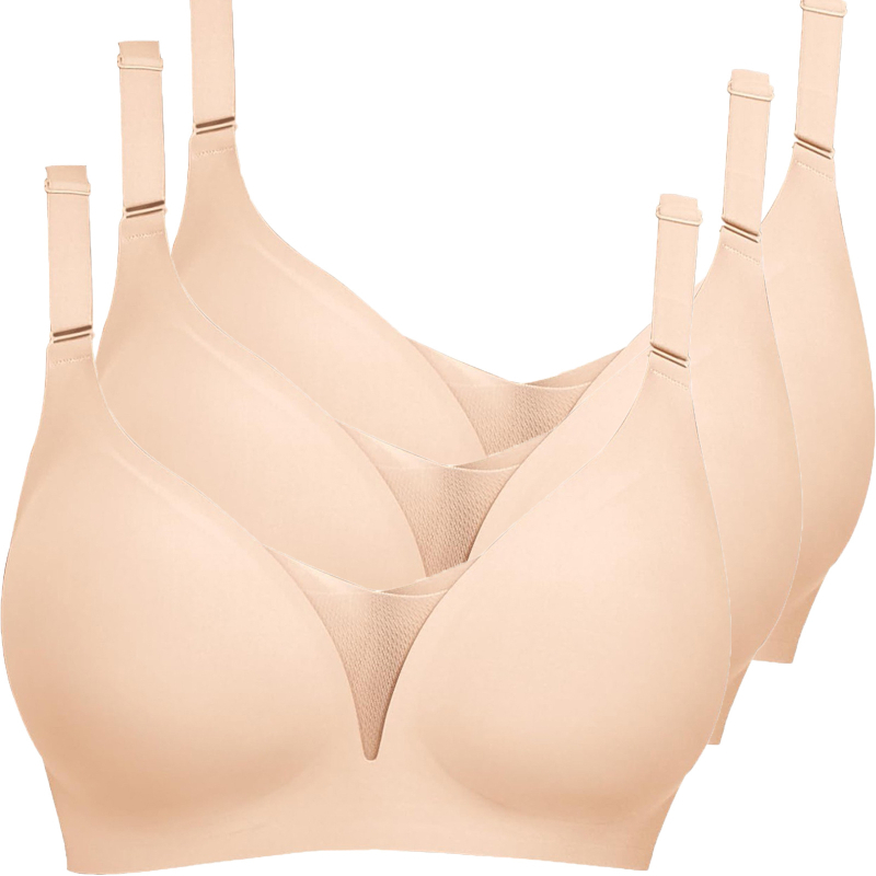 Lenjerie intimă transfrontalieră europeană și americană plus size fără sudură pentru femei, cu piept mic, adunate, subțire, adânc în V, lenjerie dintr-o singură piesă, fără cataramă din oțel pentru spate