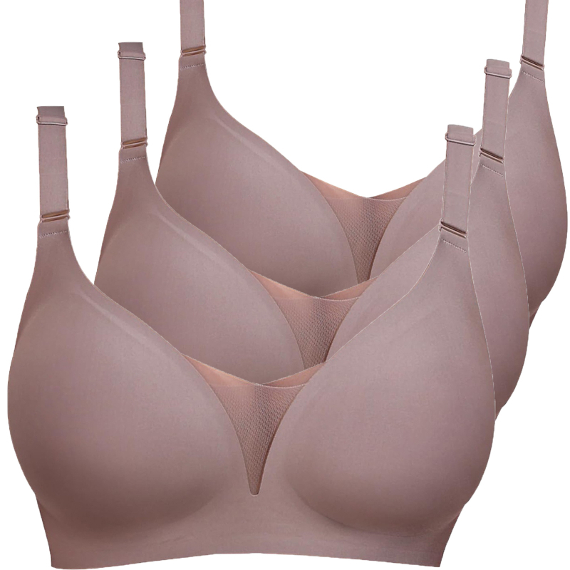 Lenjerie intimă transfrontalieră europeană și americană plus size fără sudură pentru femei, cu piept mic, adunate, subțire, adânc în V, lenjerie dintr-o singură piesă, fără cataramă din oțel pentru spate