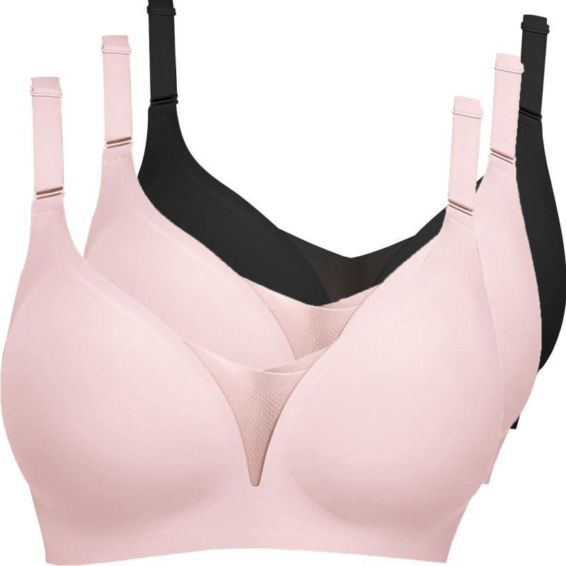 Lenjerie intimă transfrontalieră europeană și americană plus size fără sudură pentru femei, cu piept mic, adunate, subțire, adânc în V, lenjerie dintr-o singură piesă, fără cataramă din oțel pentru spate