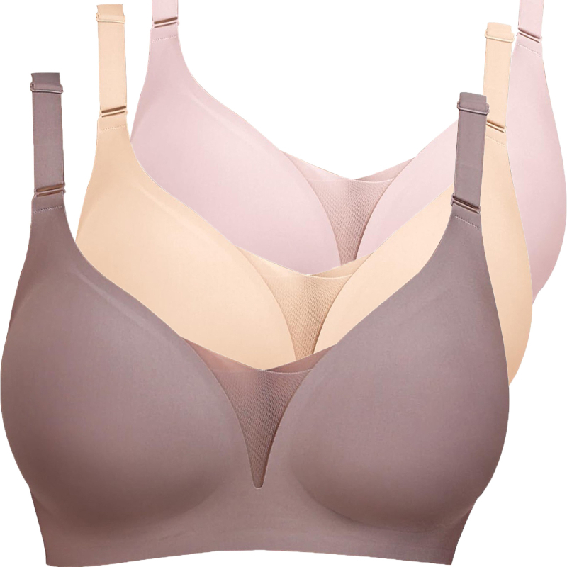 Lenjerie intimă transfrontalieră europeană și americană plus size fără sudură pentru femei, cu piept mic, adunate, subțire, adânc în V, lenjerie dintr-o singură piesă, fără cataramă din oțel pentru spate