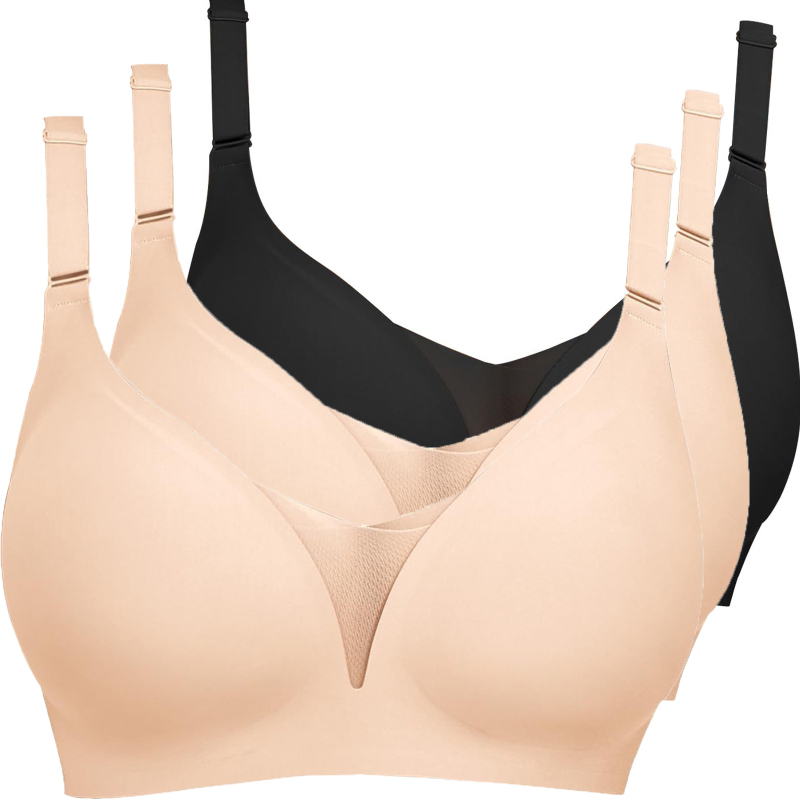 Lenjerie intimă transfrontalieră europeană și americană plus size fără sudură pentru femei, cu piept mic, adunate, subțire, adânc în V, lenjerie dintr-o singură piesă, fără cataramă din oțel pentru spate