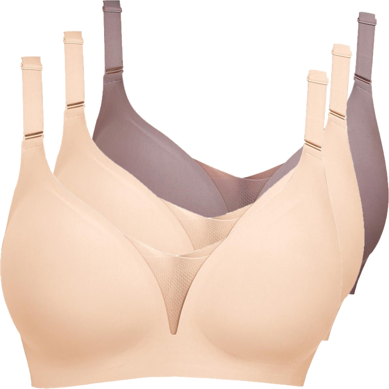 Lenjerie intimă transfrontalieră europeană și americană plus size fără sudură pentru femei, cu piept mic, adunate, subțire, adânc în V, lenjerie dintr-o singură piesă, fără cataramă din oțel pentru spate