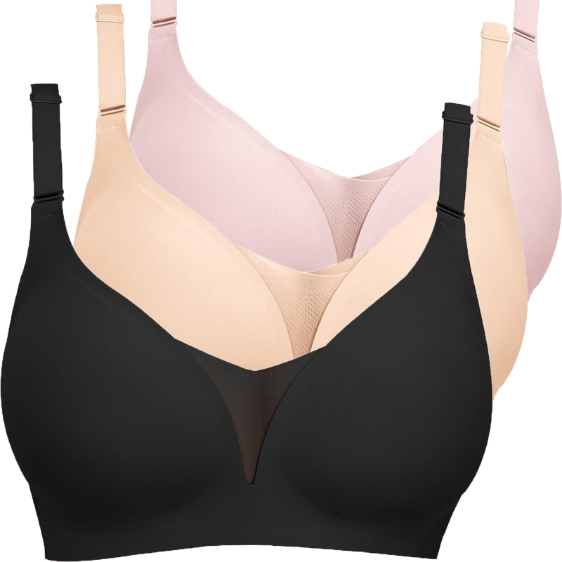 Lenjerie intimă transfrontalieră europeană și americană plus size fără sudură pentru femei, cu piept mic, adunate, subțire, adânc în V, lenjerie dintr-o singură piesă, fără cataramă din oțel pentru spate