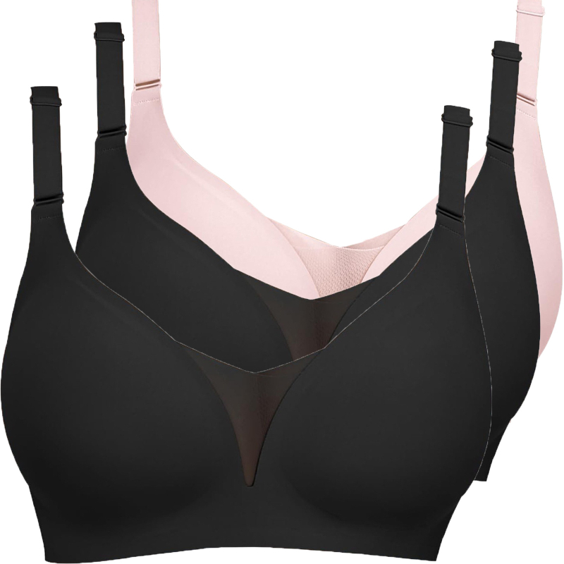 Lenjerie intimă transfrontalieră europeană și americană plus size fără sudură pentru femei, cu piept mic, adunate, subțire, adânc în V, lenjerie dintr-o singură piesă, fără cataramă din oțel pentru spate