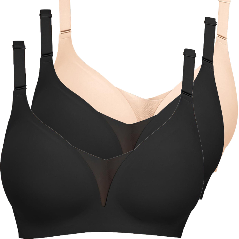 Lenjerie intimă transfrontalieră europeană și americană plus size fără sudură pentru femei, cu piept mic, adunate, subțire, adânc în V, lenjerie dintr-o singură piesă, fără cataramă din oțel pentru spate