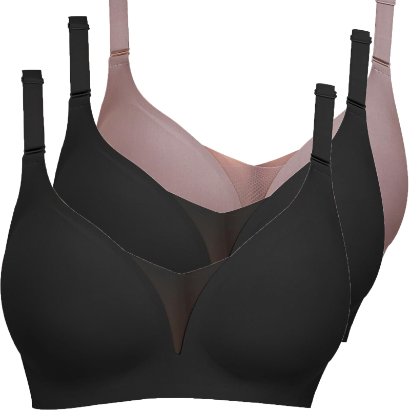 Lenjerie intimă transfrontalieră europeană și americană plus size fără sudură pentru femei, cu piept mic, adunate, subțire, adânc în V, lenjerie dintr-o singură piesă, fără cataramă din oțel pentru spate