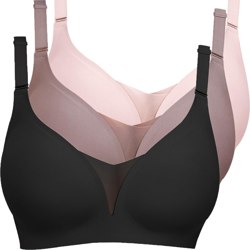 Lenjerie intimă transfrontalieră europeană și americană plus size fără sudură pentru femei, cu piept mic, adunate, subțire, adânc în V, lenjerie dintr-o singură piesă, fără cataramă din oțel pentru spate