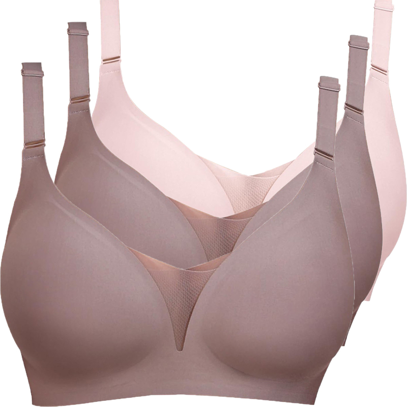 Lenjerie intimă transfrontalieră europeană și americană plus size fără sudură pentru femei, cu piept mic, adunate, subțire, adânc în V, lenjerie dintr-o singură piesă, fără cataramă din oțel pentru spate