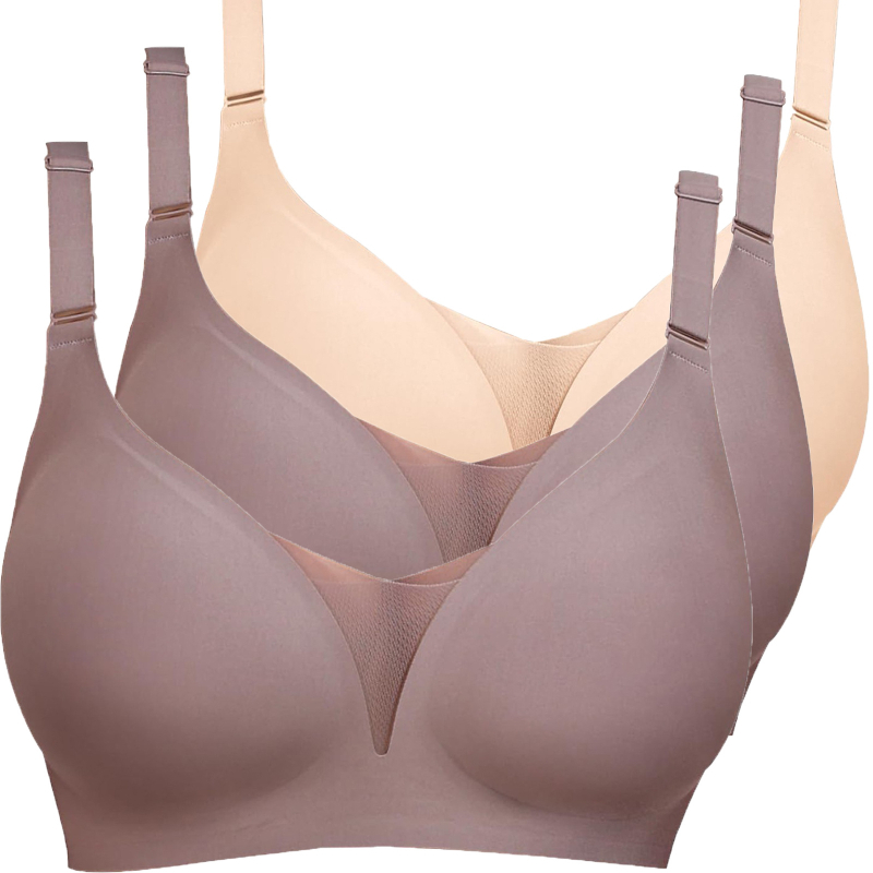 Lenjerie intimă transfrontalieră europeană și americană plus size fără sudură pentru femei, cu piept mic, adunate, subțire, adânc în V, lenjerie dintr-o singură piesă, fără cataramă din oțel pentru spate