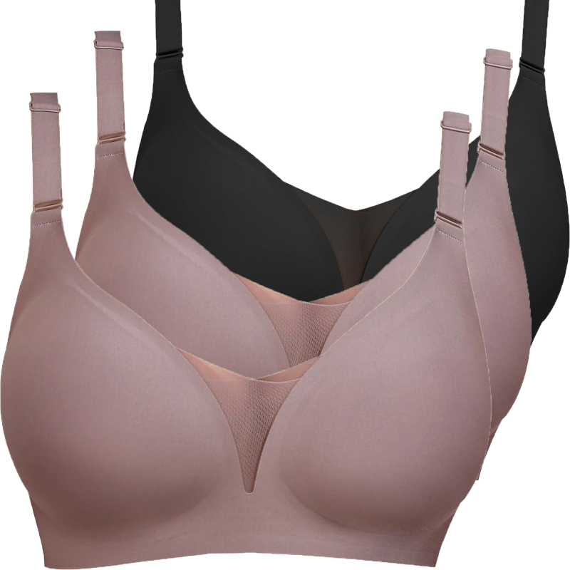 Lenjerie intimă transfrontalieră europeană și americană plus size fără sudură pentru femei, cu piept mic, adunate, subțire, adânc în V, lenjerie dintr-o singură piesă, fără cataramă din oțel pentru spate