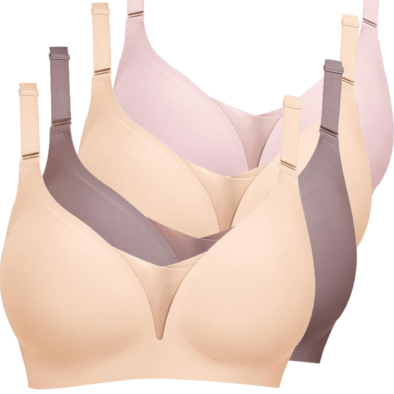 Lenjerie intimă transfrontalieră europeană și americană plus size fără sudură pentru femei, cu piept mic, adunate, subțire, adânc în V, lenjerie dintr-o singură piesă, fără cataramă din oțel pentru spate