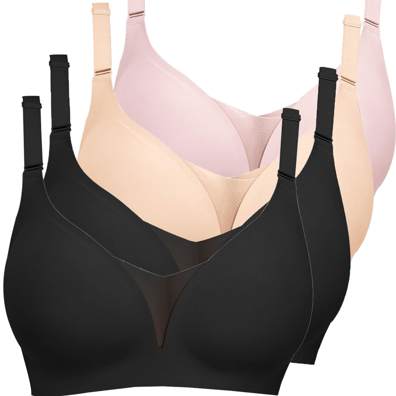 Lenjerie intimă transfrontalieră europeană și americană plus size fără sudură pentru femei, cu piept mic, adunate, subțire, adânc în V, lenjerie dintr-o singură piesă, fără cataramă din oțel pentru spate