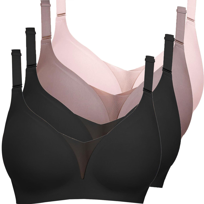 Lenjerie intimă transfrontalieră europeană și americană plus size fără sudură pentru femei, cu piept mic, adunate, subțire, adânc în V, lenjerie dintr-o singură piesă, fără cataramă din oțel pentru spate