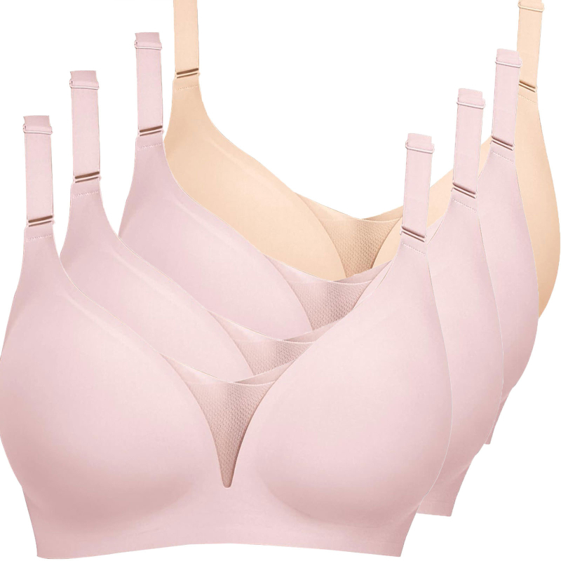 Lenjerie intimă transfrontalieră europeană și americană plus size fără sudură pentru femei, cu piept mic, adunate, subțire, adânc în V, lenjerie dintr-o singură piesă, fără cataramă din oțel pentru spate