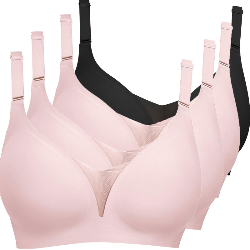 Lenjerie intimă transfrontalieră europeană și americană plus size fără sudură pentru femei, cu piept mic, adunate, subțire, adânc în V, lenjerie dintr-o singură piesă, fără cataramă din oțel pentru spate