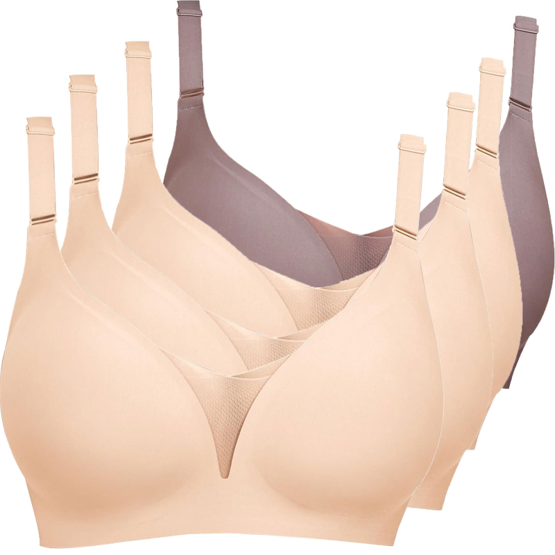 Lenjerie intimă transfrontalieră europeană și americană plus size fără sudură pentru femei, cu piept mic, adunate, subțire, adânc în V, lenjerie dintr-o singură piesă, fără cataramă din oțel pentru spate