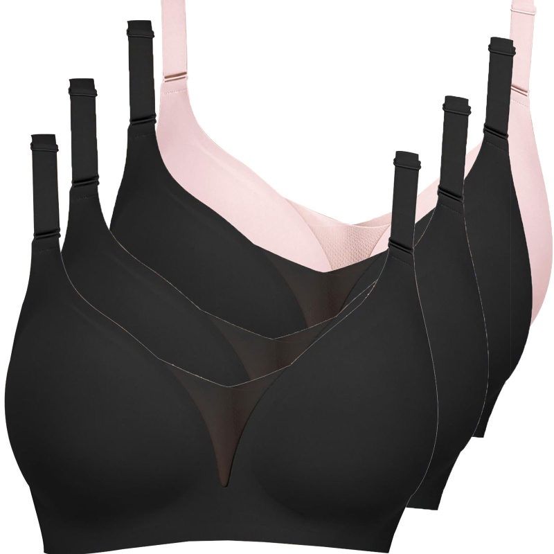 Lenjerie intimă transfrontalieră europeană și americană plus size fără sudură pentru femei, cu piept mic, adunate, subțire, adânc în V, lenjerie dintr-o singură piesă, fără cataramă din oțel pentru spate
