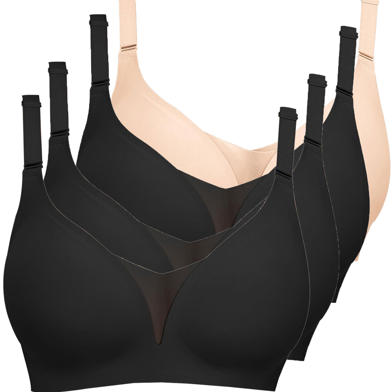 Lenjerie intimă transfrontalieră europeană și americană plus size fără sudură pentru femei, cu piept mic, adunate, subțire, adânc în V, lenjerie dintr-o singură piesă, fără cataramă din oțel pentru spate