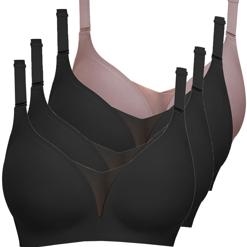 Lenjerie intimă transfrontalieră europeană și americană plus size fără sudură pentru femei, cu piept mic, adunate, subțire, adânc în V, lenjerie dintr-o singură piesă, fără cataramă din oțel pentru spate