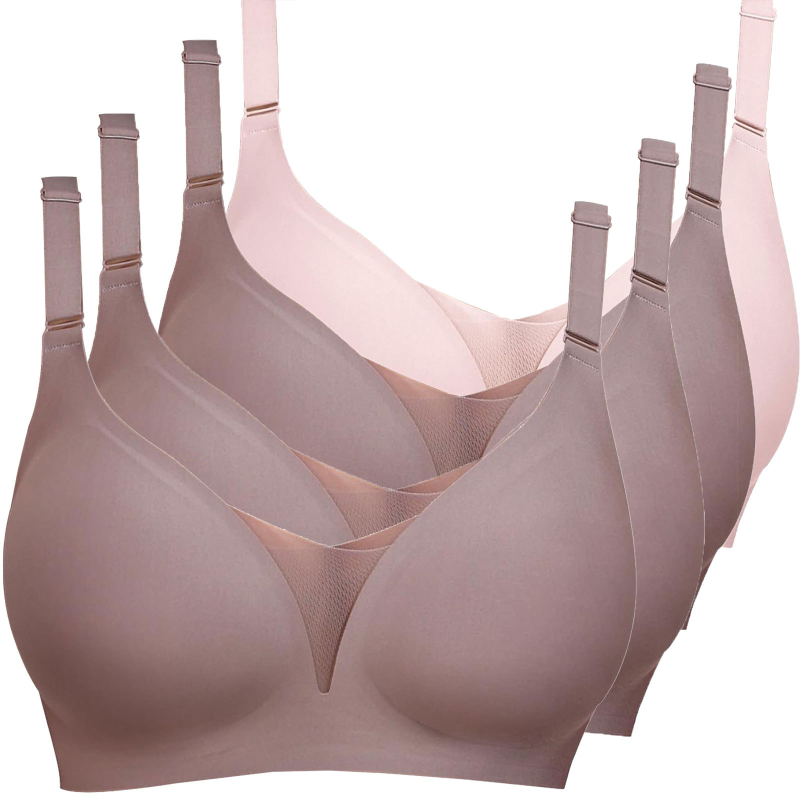 Lenjerie intimă transfrontalieră europeană și americană plus size fără sudură pentru femei, cu piept mic, adunate, subțire, adânc în V, lenjerie dintr-o singură piesă, fără cataramă din oțel pentru spate