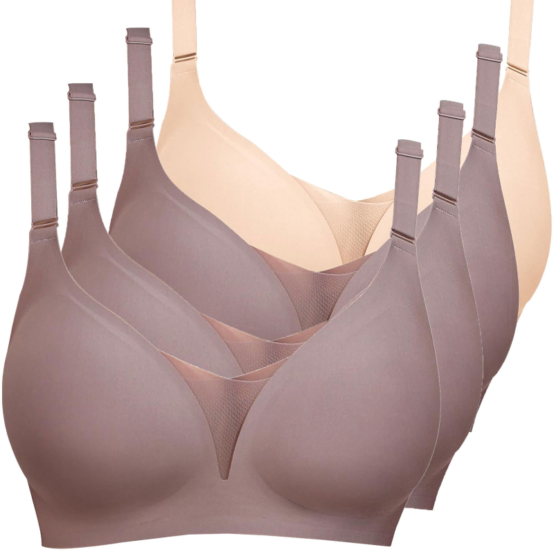 Lenjerie intimă transfrontalieră europeană și americană plus size fără sudură pentru femei, cu piept mic, adunate, subțire, adânc în V, lenjerie dintr-o singură piesă, fără cataramă din oțel pentru spate