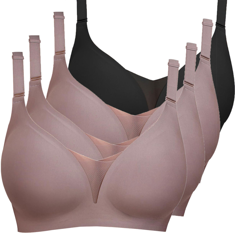 Lenjerie intimă transfrontalieră europeană și americană plus size fără sudură pentru femei, cu piept mic, adunate, subțire, adânc în V, lenjerie dintr-o singură piesă, fără cataramă din oțel pentru spate