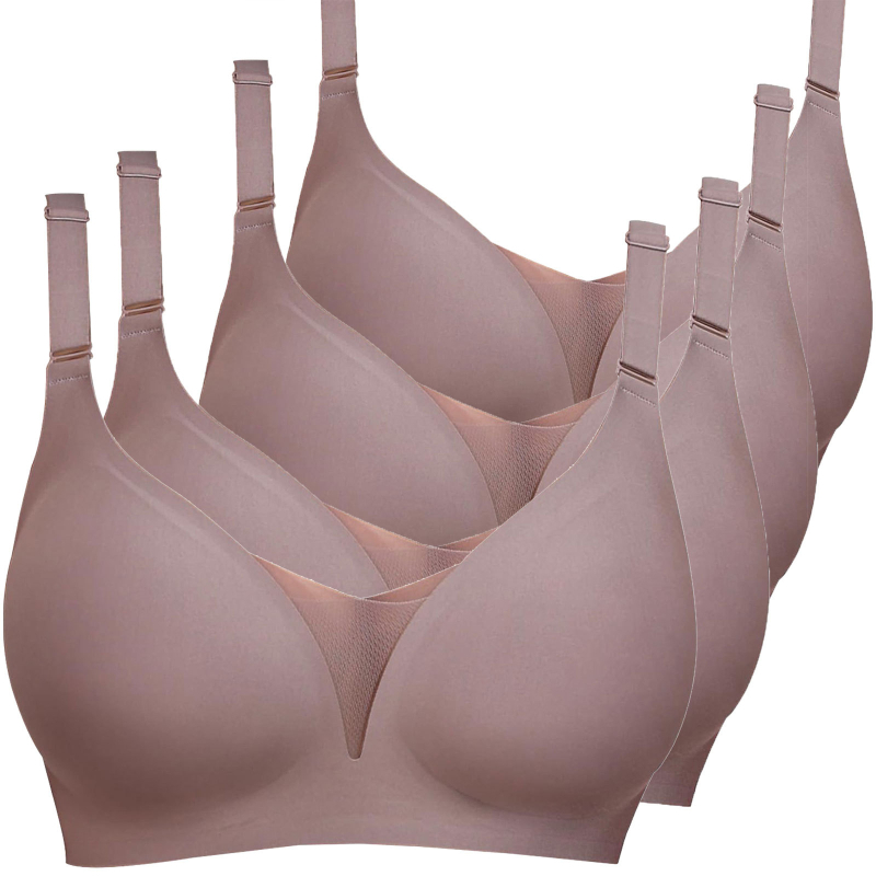 Lenjerie intimă transfrontalieră europeană și americană plus size fără sudură pentru femei, cu piept mic, adunate, subțire, adânc în V, lenjerie dintr-o singură piesă, fără cataramă din oțel pentru spate