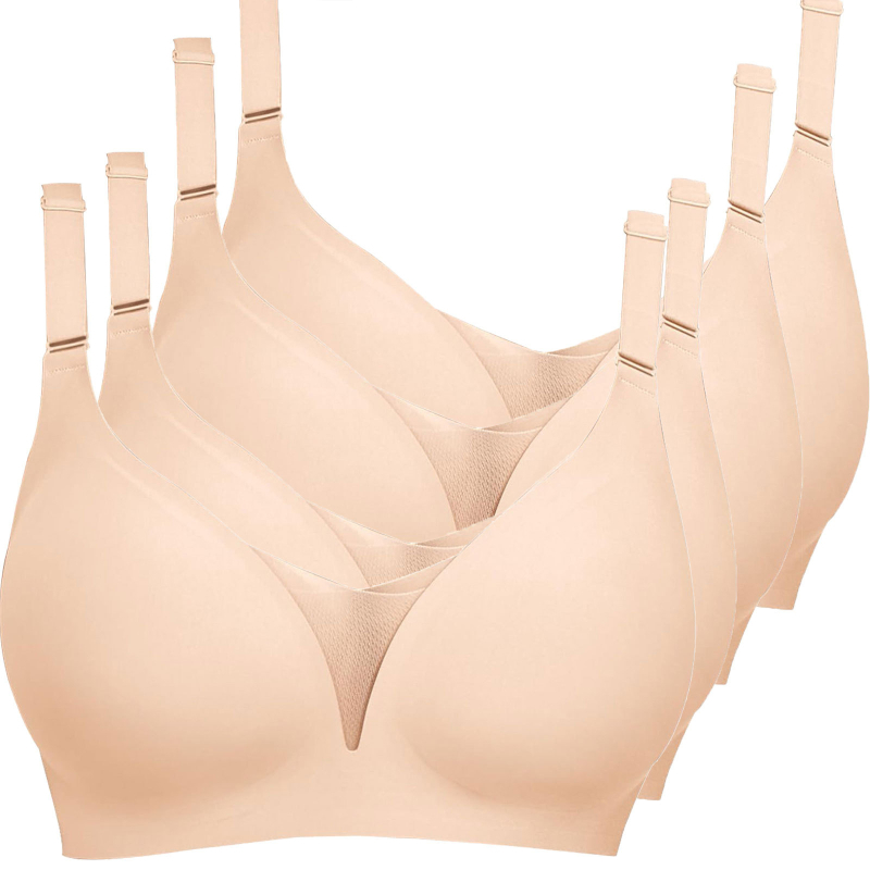 Lenjerie intimă transfrontalieră europeană și americană plus size fără sudură pentru femei, cu piept mic, adunate, subțire, adânc în V, lenjerie dintr-o singură piesă, fără cataramă din oțel pentru spate