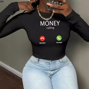 2024 m. rudens ir žiemos nauji madingi moteriški ilgomis rankovėmis marškinėliai, ploni laisvalaikio stiliaus viršutiniai marškinėliai