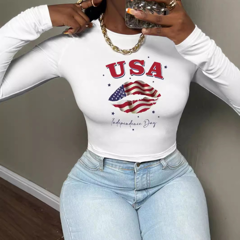 2024 m. rudens ir žiemos nauji madingi moteriški ilgomis rankovėmis marškinėliai, ploni laisvalaikio stiliaus viršutiniai marškinėliai