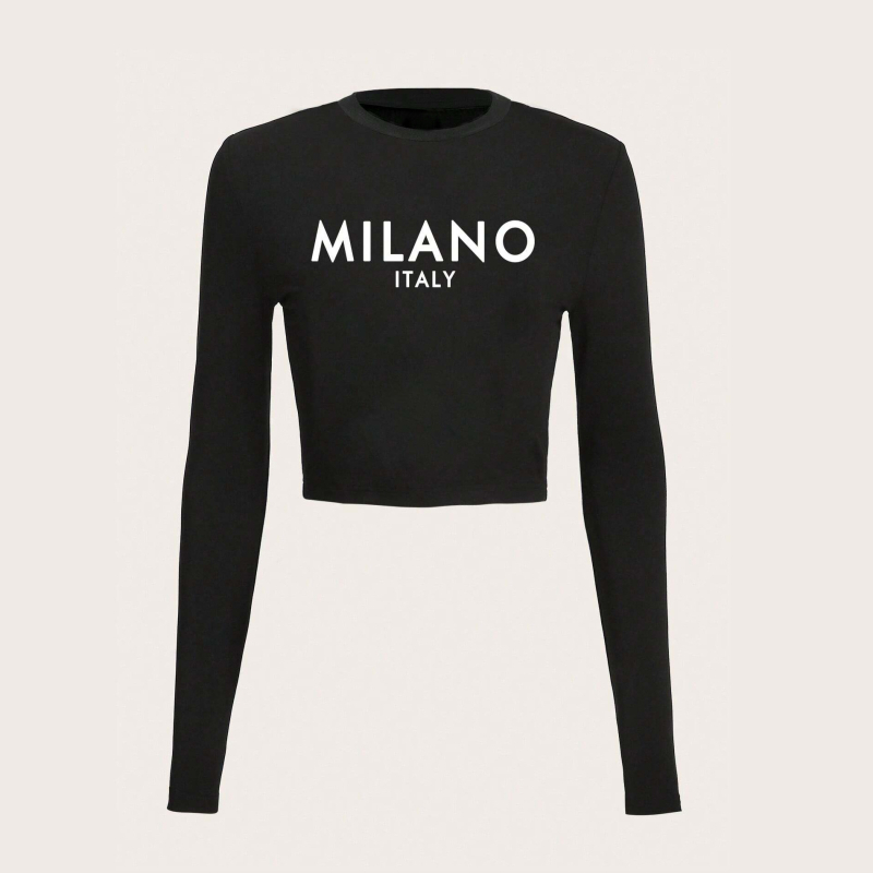 2024 m. rudens ir žiemos nauji madingi moteriški ilgomis rankovėmis marškinėliai, ploni laisvalaikio stiliaus viršutiniai marškinėliai