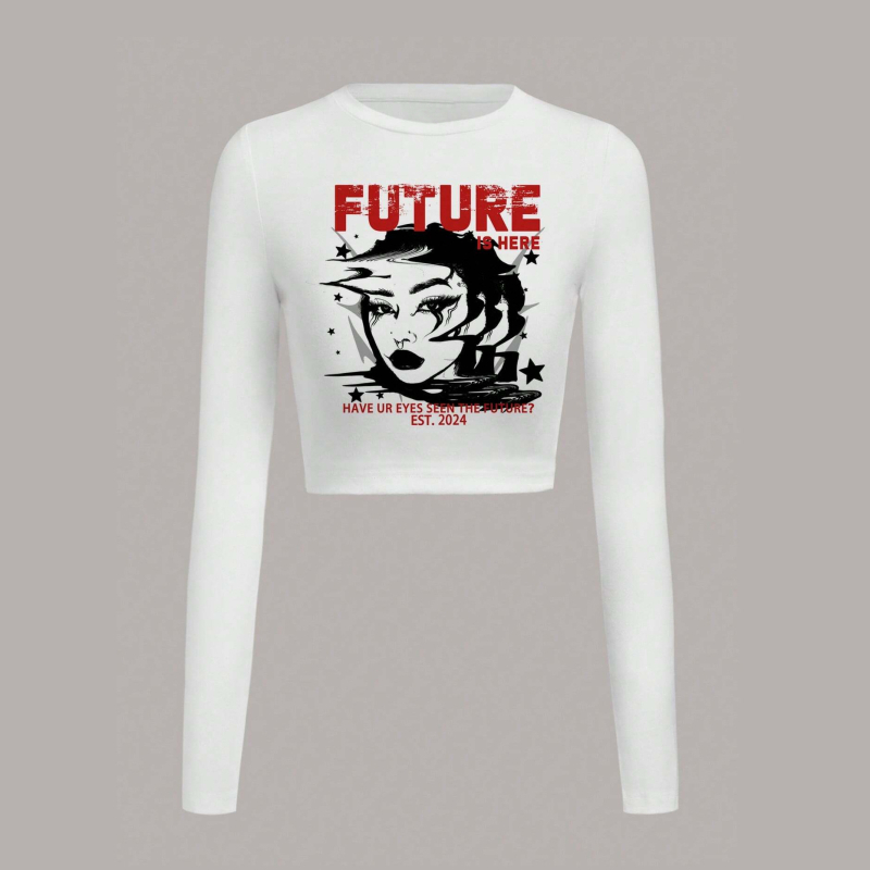 2024 m. rudens ir žiemos nauji madingi moteriški ilgomis rankovėmis marškinėliai, ploni laisvalaikio stiliaus viršutiniai marškinėliai