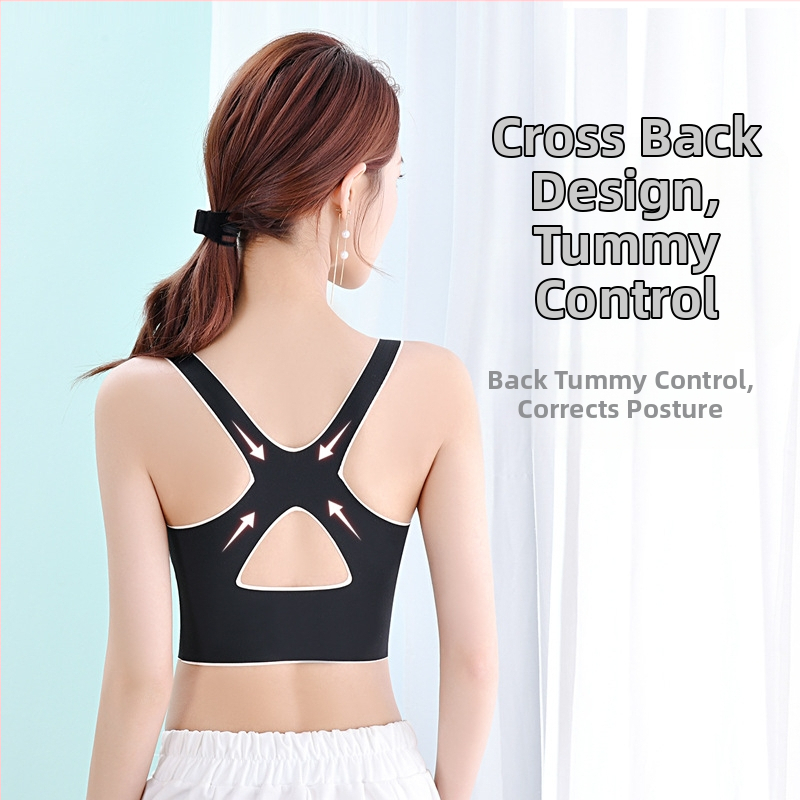Спортен сутиен с повдигащ механизъм за малък гръден кош, еднокомпонентно красиво бельо за гръб, против увисване на горната част, свиващ се аксесоар за гърди, безшевен сутиен с жилетка