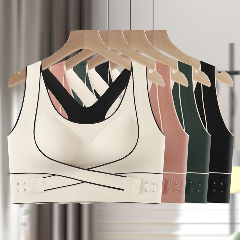 Maža krūtinės push-up sportinė liemenėlė, vientisa graži nugaros apatinė dalis, apsauganti nuo suglebimo, viršutinė griūvanti aksesuarinė krūtinė, besiūlė liemenėlė