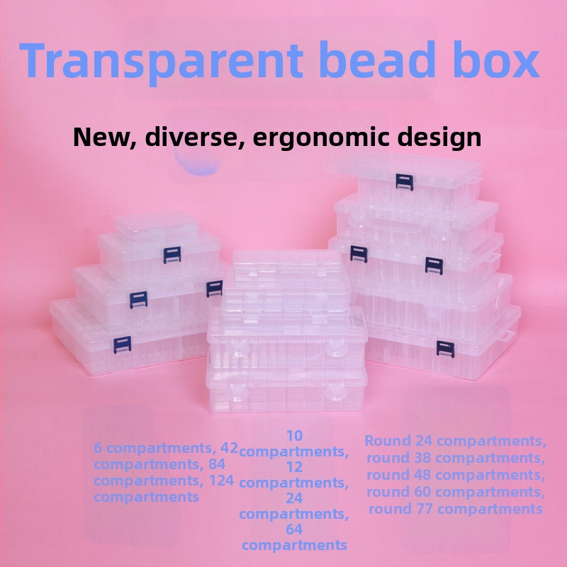64 решетка диамантена картина кутия за съхранение на бижута нокти мъниста стъклени оризови мъниста кутия „Направи си сам“ кутия за аксесоари пластмасова кутия