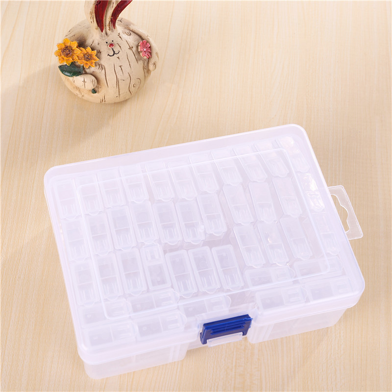 64 tinklelio deimantinių dažų papuošalų laikymo dėžutė nagų karoliukų stiklinių ryžių karoliukų dėžutė „pasidaryk pats“ aksesuarų dėžutė plastikinė dėžutė