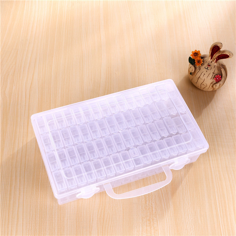 64 tinklelio deimantinių dažų papuošalų laikymo dėžutė nagų karoliukų stiklinių ryžių karoliukų dėžutė „pasidaryk pats“ aksesuarų dėžutė plastikinė dėžutė