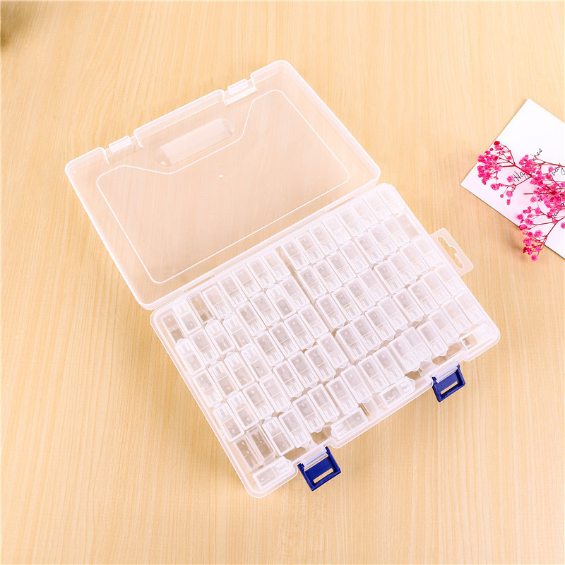 64 tinklelio deimantinių dažų papuošalų laikymo dėžutė nagų karoliukų stiklinių ryžių karoliukų dėžutė „pasidaryk pats“ aksesuarų dėžutė plastikinė dėžutė