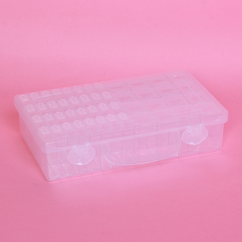 64 tinklelio deimantinių dažų papuošalų laikymo dėžutė nagų karoliukų stiklinių ryžių karoliukų dėžutė „pasidaryk pats“ aksesuarų dėžutė plastikinė dėžutė