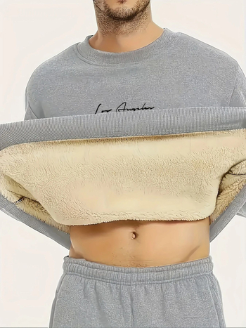 Специална оферта за трансграничен проект за 2025 г., нов пролетен пуловер с кръгло деколте с английски букви и щампа на английски букви, с подплата от полар.