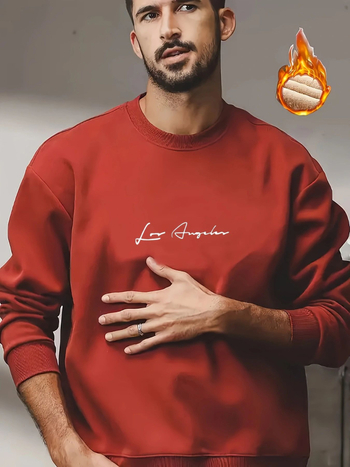 Специална оферта за трансграничен проект за 2025 г., нов пролетен пуловер с кръгло деколте с английски букви и щампа на английски букви, с подплата от полар.