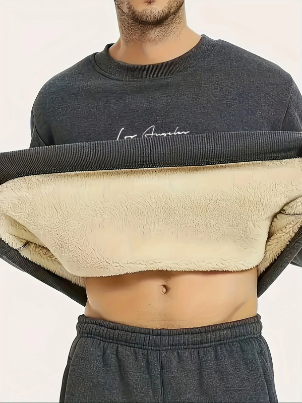 Ofertă specială transfrontalieră pentru noul pulover de primăvară 2025, cu imprimeu de litere englezești, guler rotund, casual, lejer, cu căptușeală din fleece.