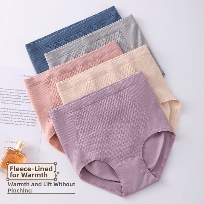 Lenjerie intimă pentru femei, căptușită cu fleece, de toamnă și de iarnă, din bumbac, talie înaltă, cu contractură la burtă, ridicare a șoldurilor, protecție la talie, chiloți calde și rezistente la frig