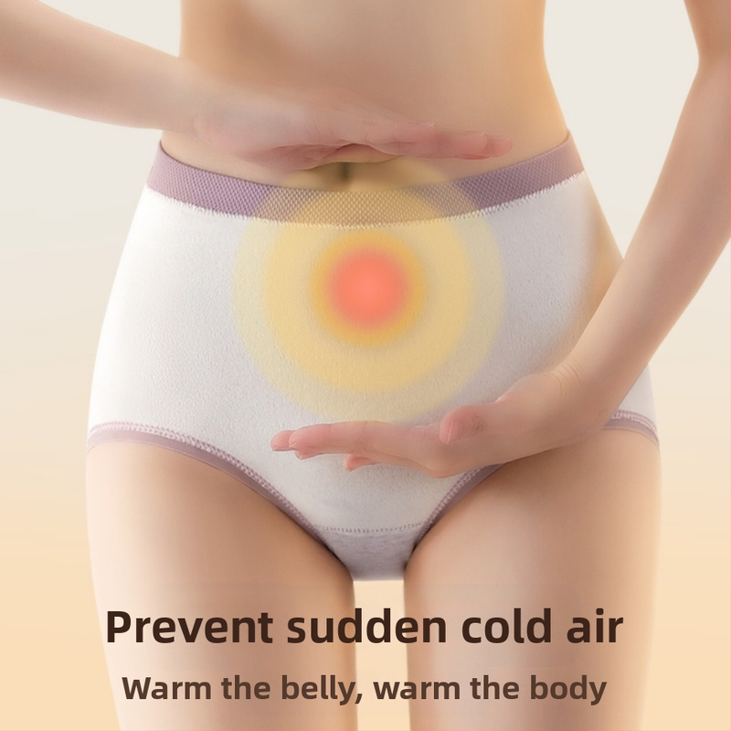 Дамско бельо с поларна подплата, есенно-зимно памучно бельо с висока талия, свиващо корема, повдигащо ханша, защитаващо корема и талията, топли, студоустойчиви бикини
